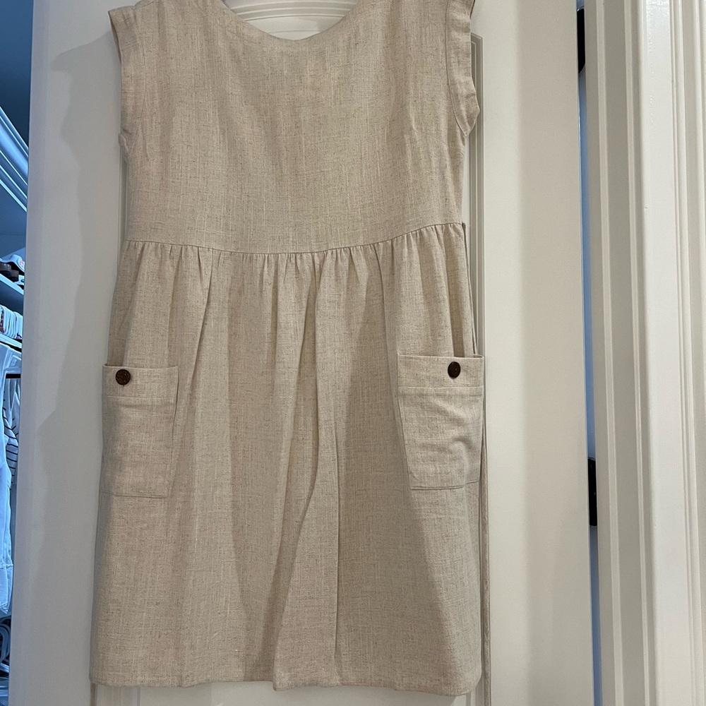 Monteau Los Angeles Linen Mini Dress with Tie Back